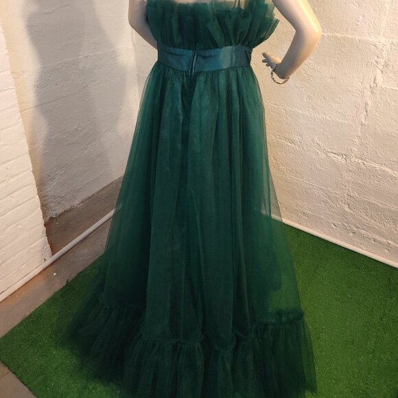 City Studio Emerald Green Spaghetti Strap Ruffle Long Ball Gown Juniors Size 17 - Picture 3 of 9